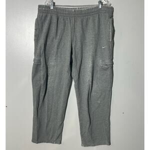 Vintage Y2K Nike Distressed White Swoosh Gray Cargo Sweatpants Men’s Size Large